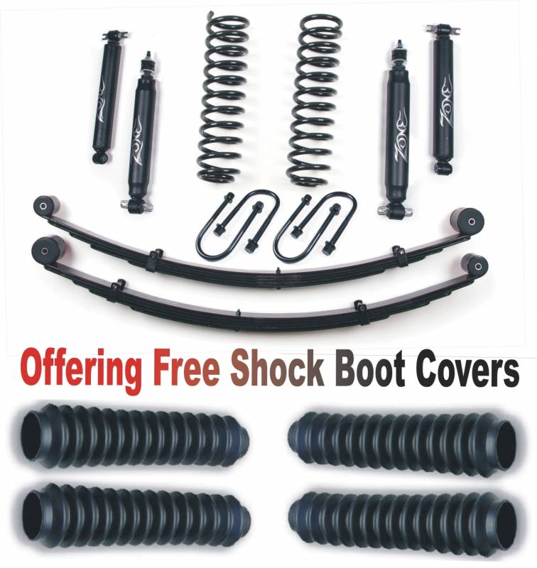Zone OffRoad 1984-2001 Jeep Cherokee XJ 3in Suspension Lift Kit with Rear Springs With Free Boot Protectors ZONJ22N Dana 35 Nitro