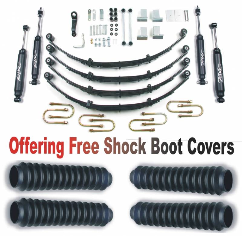 Zone OffRoad 1987-1995 Jeep Wrangler YJ 4in Suspension System with Free Boot Protectors ZONJ28N Power Steering