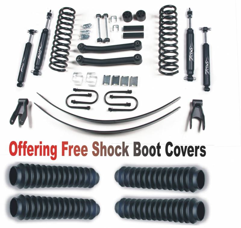 Zone OffRoad 1984-2001 Jeep Cherokee XJ 4.5in Lift Kit with Free Boot Protectors ZONJ9N Dana35 Axle
