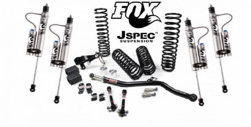 JKS 2007-2018 Jeep Wrangler JK 4 Door 2.5 Inch Lift Kit Fox 2.0 Series with Reservoir Shocks JSPEC102KFR