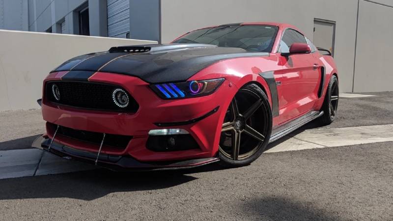 Oracle Lighting 2015-2017 Ford Mustang Pre-Assembled Headlights-Dynamic ColorSHIFT RGB+A-Black Edition 8199-332