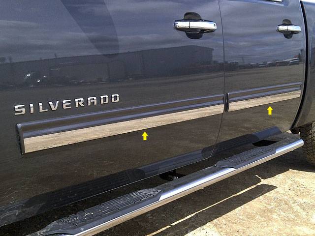 QAA 2009-2013 Chevrolet Avalanche Silverado 2009-2014 Suburban 4 piece Stainless Rocker Panel Trim Insert Kit TH49184