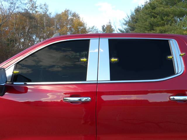 QAA 2019-2022 Chevrolet Silverado 10 piece Stainless Pillar Post Trim with Front Triangle piece PP59173