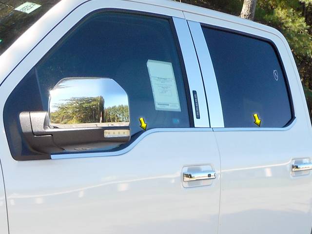 QAA 2015-2020 Ford F150 4dr Pickup Super Crew Cab 4 piece Stainless Window Sill Trim Set WS55316