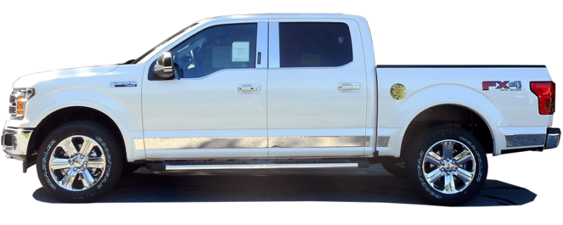 QAA 2015-2020 Ford F150 4dr Pickup Super Crew Cab 4 piece Stainless Window Sill Trim Set WS55316