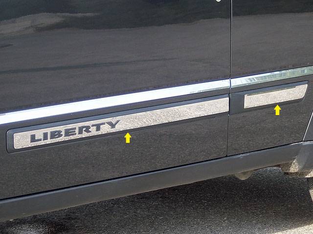 QAA 2008-2012 Jeep Liberty 4 piece Stainless Body Molding Insert Trim Kit With Logo Cut Out MI48070