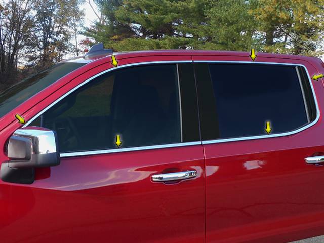 QAA 2019-2022 Chevrolet Silverado 12 piece Stainless Window Trim Package With Upper Trim WP59171