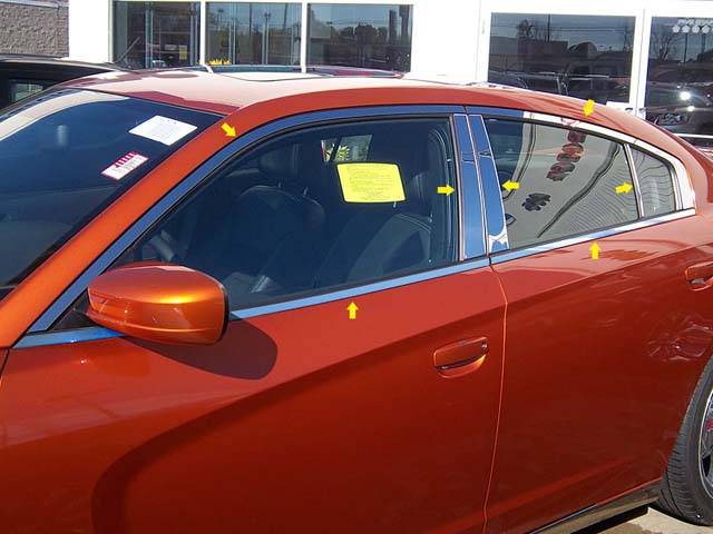 QAA 2011-2022 Dodge Charger 14 piece Stainless Window Trim Package with Upper Trim Pillar Posts Window Sills FULL Package WP51910