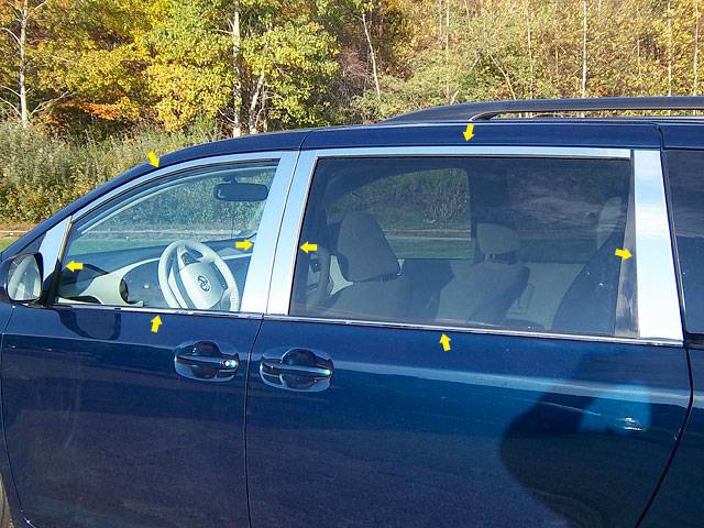 QAA 2011-2020 Toyota Sienna 16 piece Stainless Window Trim Package with Upper Trim Pillar Posts Window Sills FULL Package WP11150