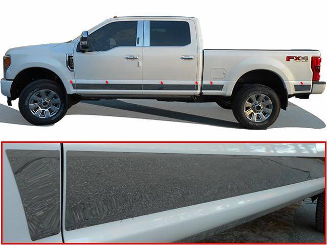 QAA 2017-2022 Ford F-250 F-350 Super Duty 12 piece Stainless Rocker Panel Trim Upper Kit TH57324