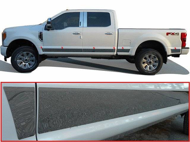 QAA 2017-2022 Ford F-250 F-350 Super Duty 12 piece Stainless Rocker Panel Trim Upper Kit TH57323