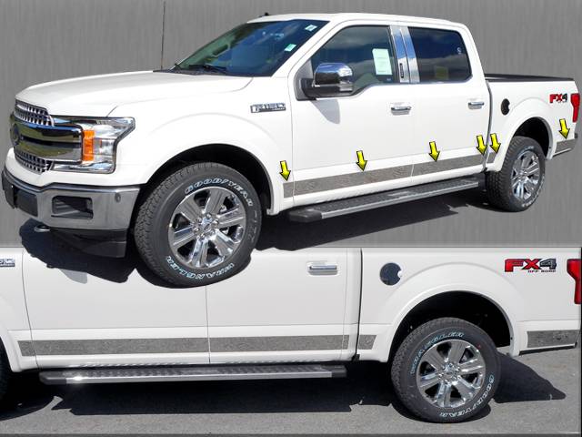 QAA 2015-2020 Ford F-150 12 piece Stainless Rocker Panel Trim Upper Kit TH55316
