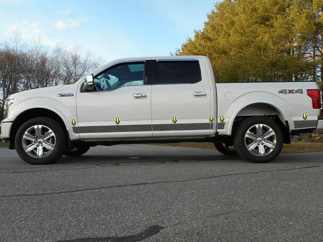 QAA 2015-2020 Ford F-150 12 piece Stainless Rocker Panel Trim Upper Kit TH55317