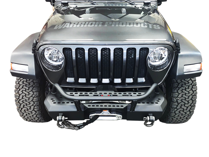 Warrior 2018-2020 Jeep Wrangler JL JLU 2020 Jeep Gladiator JT MOD Series Front Stubby Bumper with Brush Guard 6537