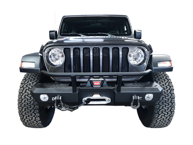 Warrior 2018-2020 Jeep Wrangler JL JLU 2020 Jeep Gladiator JT MOD Series Front Mid-Width Bumper with Brush Guard 6538