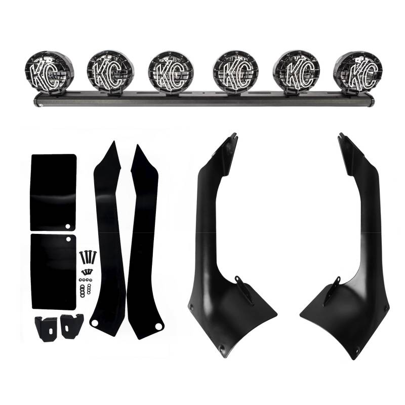 KC Hilites 2018-2024 Jeep Wrangler JL Gladiator JT Overhead Xross Bar Apollo Pro Halogen 50" 6 Light Kits 97061