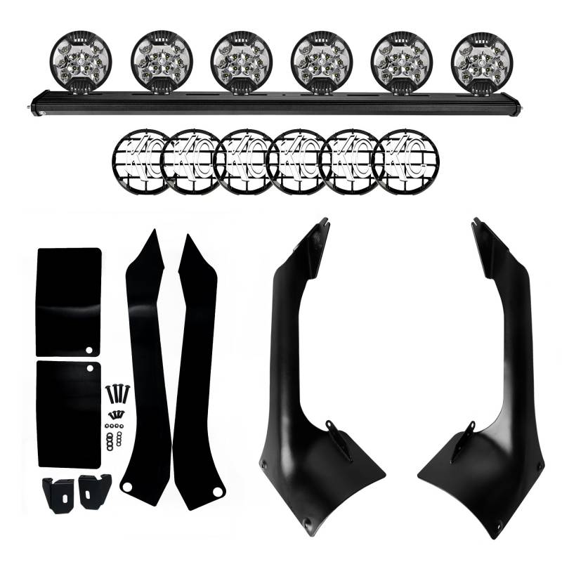 KC Hilites 2018-2024 Jeep Wrangler JL Gladiator JT Overhead Xross Bar Apollo Pro Halogen 50" 6 Light Kits 97061