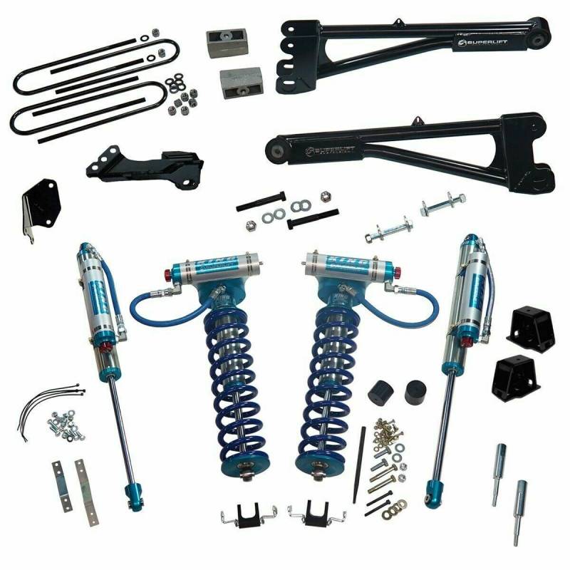 SUPERLIFT 2005-2007 Ford F-250 F-350 Super Duty 4WD Dsl Gas with Rep Radius Arms Clvrs King Rr Shocks Lift Kit 4" K975KG/86040X2
