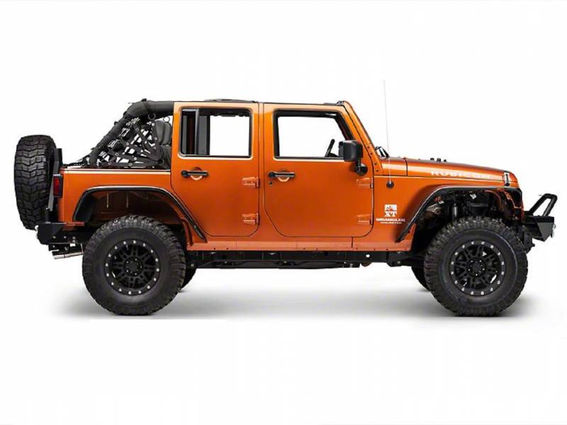 DirtyDog 2007-2018 Jeep Wrangler JKU 4 Door Netting 3pc Kit Spiderweb Sides Black J4NN07RSBK