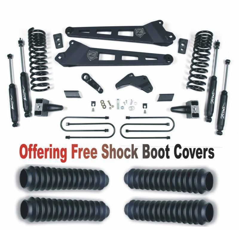 Zone OffRoad 2013-2018 Dodge Ram 3500 DIESEL 6.5in Radius Arm Suspension System With Free Shock Boot Covers ZOND57N