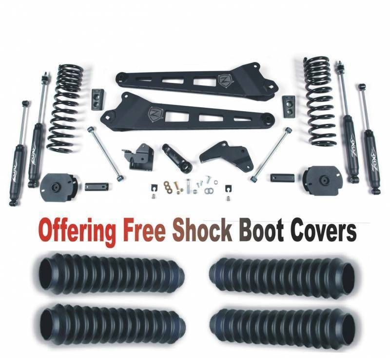 Zone OffRoad 2014-2018 Dodge Ram 2500 GAS 4in Radius Arm Suspension Lift Kit System With Free Boot Protectors ZOND63N