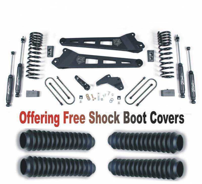 Zone OffRoad 2013-2018 Dodge Ram 3500 GAS 4in Radius Arm Suspension Lift Kit System With Free Boot Protectors ZOND65N