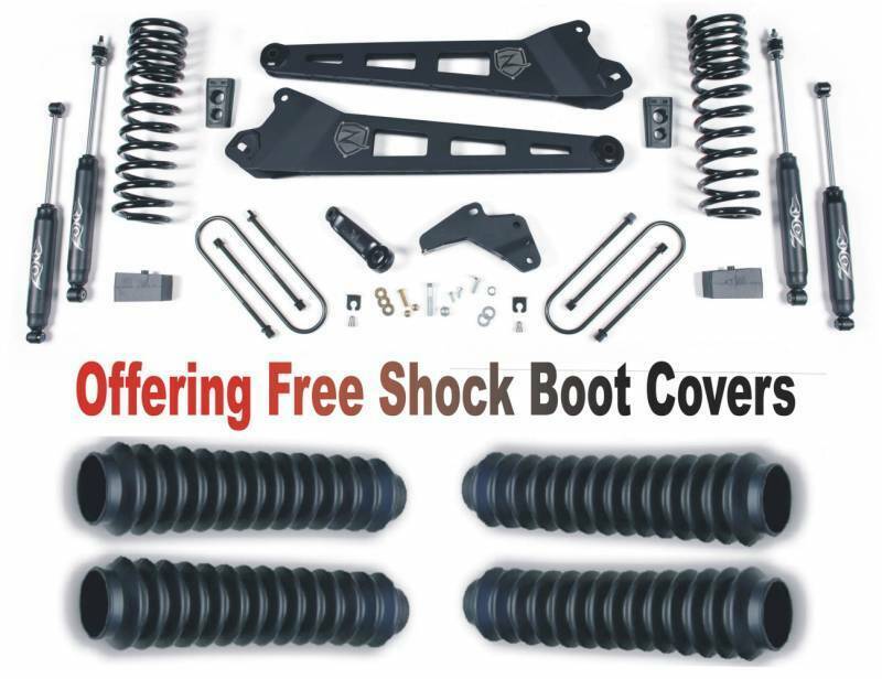 Zone OffRoad 2013-2018 Dodge Ram 3500 DIESEL 4.5in Radius Arm Suspension System With Free Shock Boot Covers ZOND54N