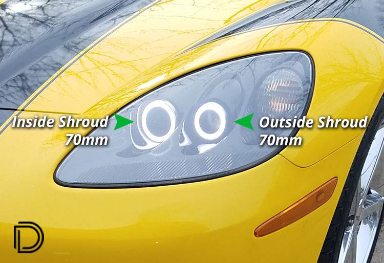 Diode Dynamics 2005-2013 Chevrolet Corvette Halo Lights LED 70mm Blue Four Universal DD2036Q