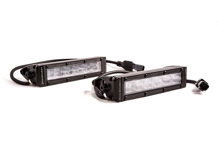 Diode Dynamics 6 Inch LED Single Row Straight SS6 White Wide Light Bar Pair Universal DD5022P