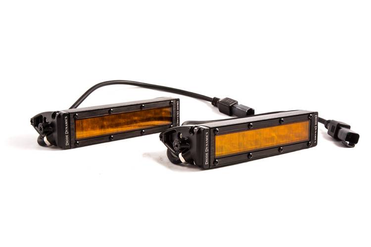 Diode Dynamics 6 Inch LED Light Bar Single Row Straight SS6 Amber Wide Light Bar Pair Universal DD5044P