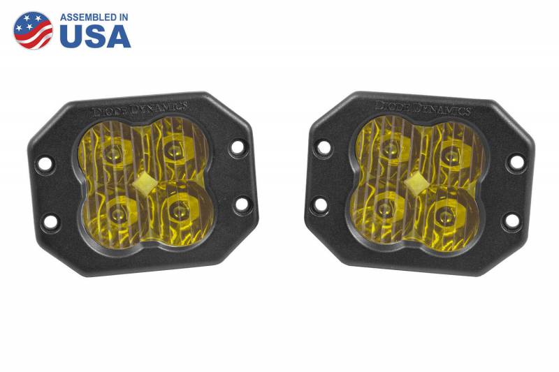 Diode Dynamics Worklight SS3 Pro Yellow Driving Flush Pair Universal DD6212P