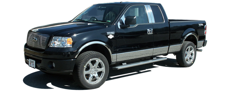 QAA 2004-2014 Ford F-150 4 piece Molded Stainless Steel Wheel Well Fender Trim Molding, 2"-2.25" tapered Width WZ44308