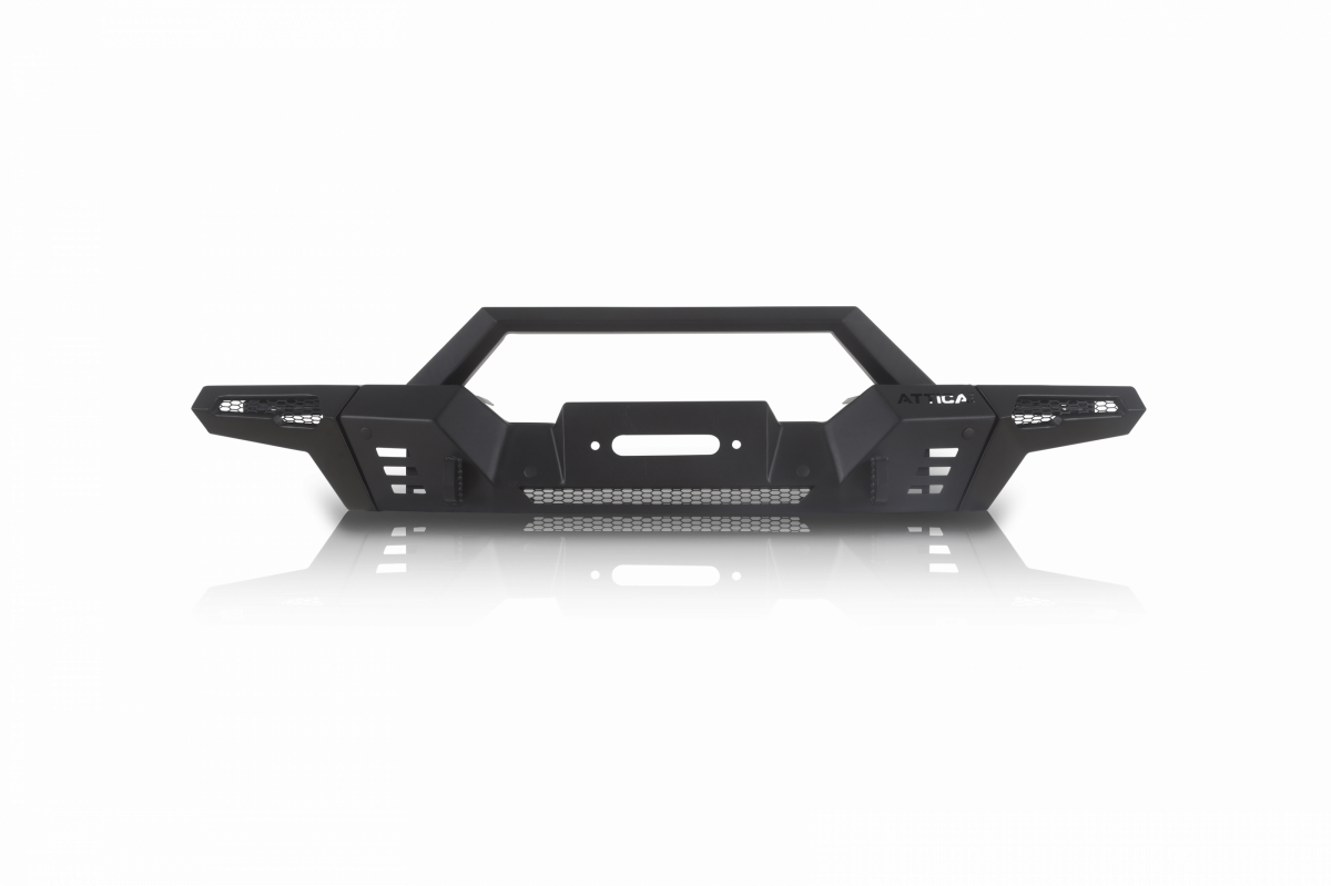 Attica 2018-2024 Jeep Wrangler JL 2019-2024 Gladiator Black Powder Coated Steel Front Bumper Modular Wings ATTJL01A110-1-BX