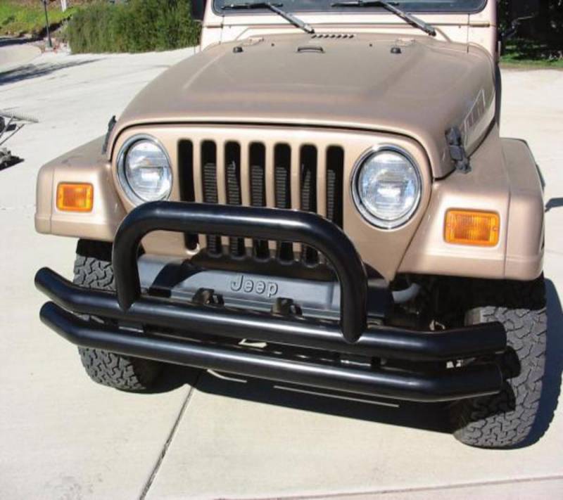 Rampage 1976-2006 Jeep Wrangler Double Tube Bumper Front with Hoop Black 8620