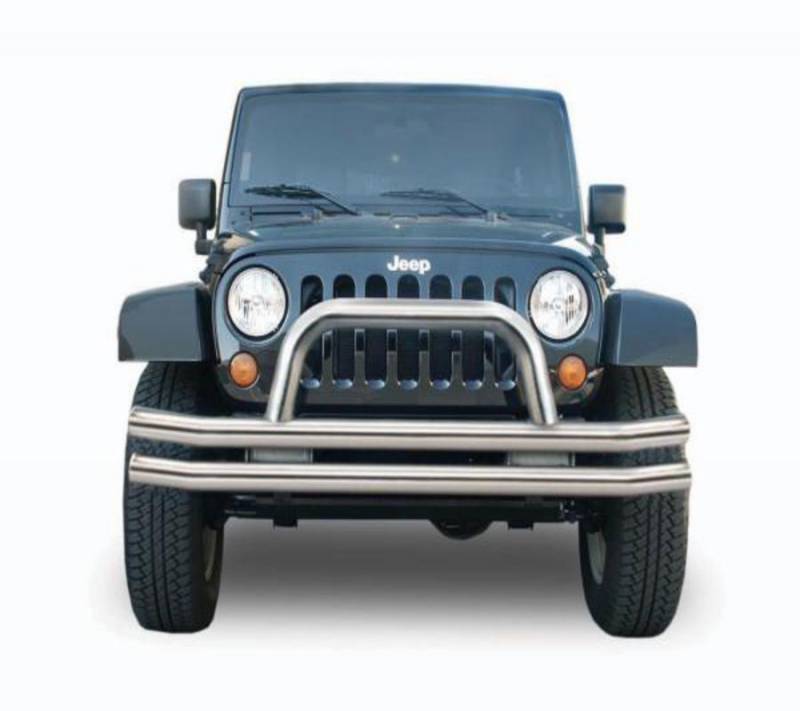 Rampage 2007-2010 Jeep Wrangler Double Tube Bumper With Hoop Stainless Steel  86420