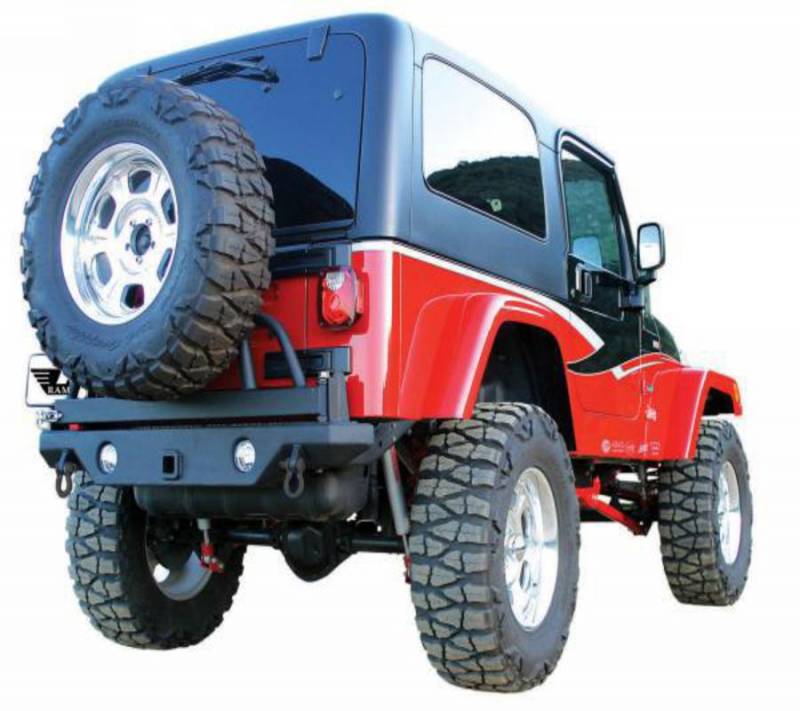 Rampage 1986-2006 Jeep Wrangler Rear Bumper  with Swing Away tire carrier 76610