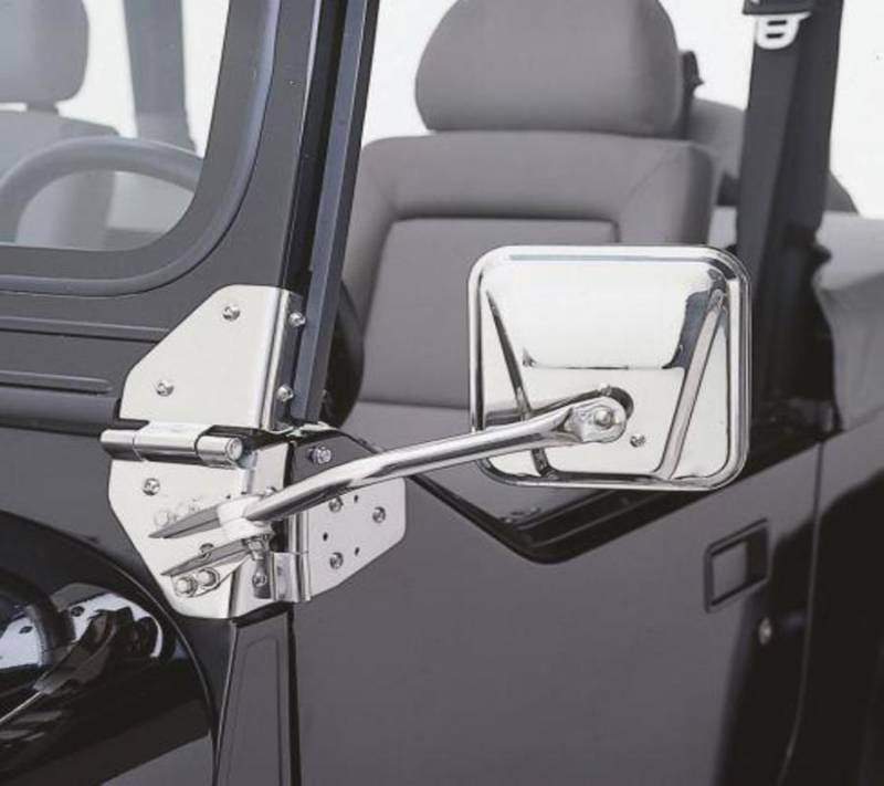 Rampage 1976-1995 Jeep Wrangler Stainless Steel Side Mirrors Polished Sold In Pairs Direct Replacement 7418