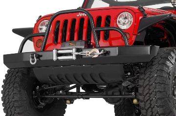 Warrior 2007-2012 Jeep JK Wrangler Rubicon Unlimited 2dr 4dr  Stubby Winch Bumper with Stinger Brush Guard Black powder coat 59755