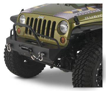 Warrior 2007-2012 Jeep JK Wrangler Rubicon Unlimited 2dr 4dr  Stubby Winch Bumper with Pre Runner Brush Guard Black powder coat 59750