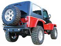 Rampage 1987-2006 Jeep Wrangler YJ TJ Heavy Duty Rear Recovery Bumper with HD Swing Away Tire Mount Textured Finish 78615