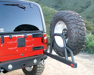 Rampage 1987-2006 Jeep Wrangler YJ TJ Heavy Duty Rear Recovery Bumper with HD Swing Away Tire Mount Textured Finish 78615