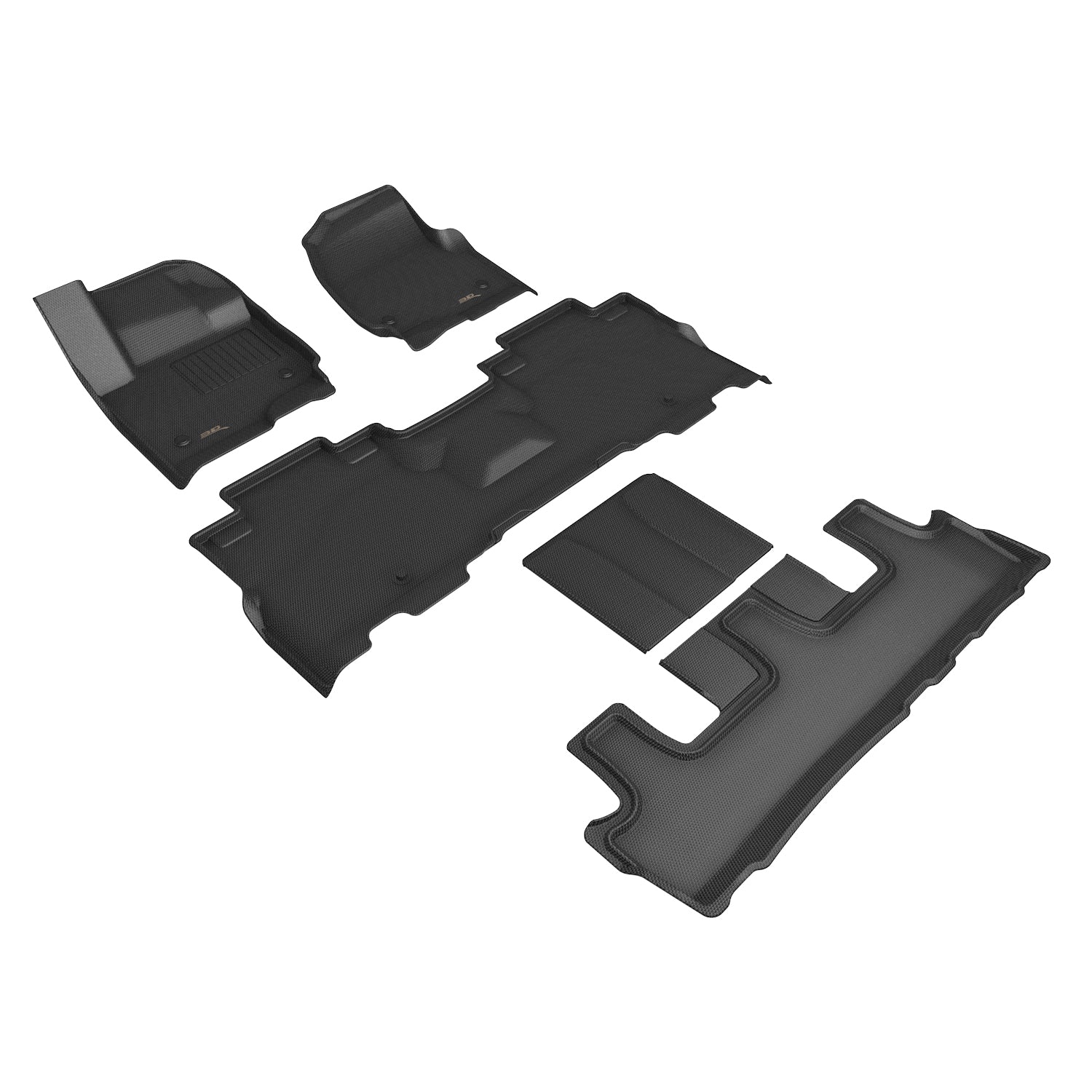 3D Maxpider 2018-2024 Ford Expedition Max Kagu Black 1st Row 2nd Row 3rd Row Floor Liner L1FR14801509