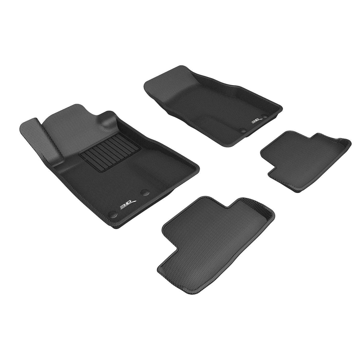 3D Maxpider 2012-2014 Ford Mustang Custom Fit Kagu 1st 2nd Row Full Set Carbon Fiber Embossed Pattern Black Floor Mats L1FR11001509