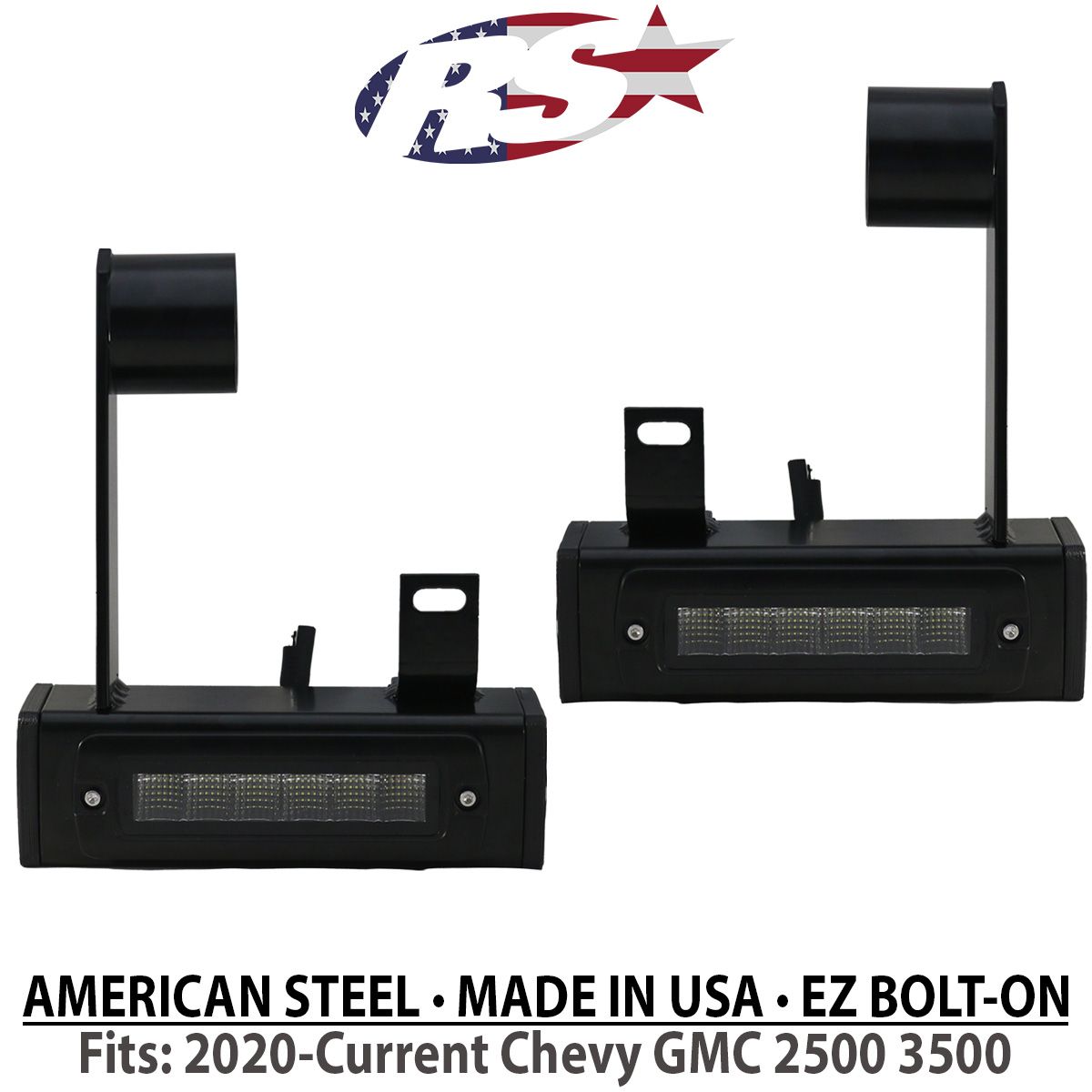 Race Sport 2020-2023 Chevrolet Silverado GMC Sierra 2500 3500 Blacked Out Bolt On Hitch Bar Reverse Light Kit GMHB20UP