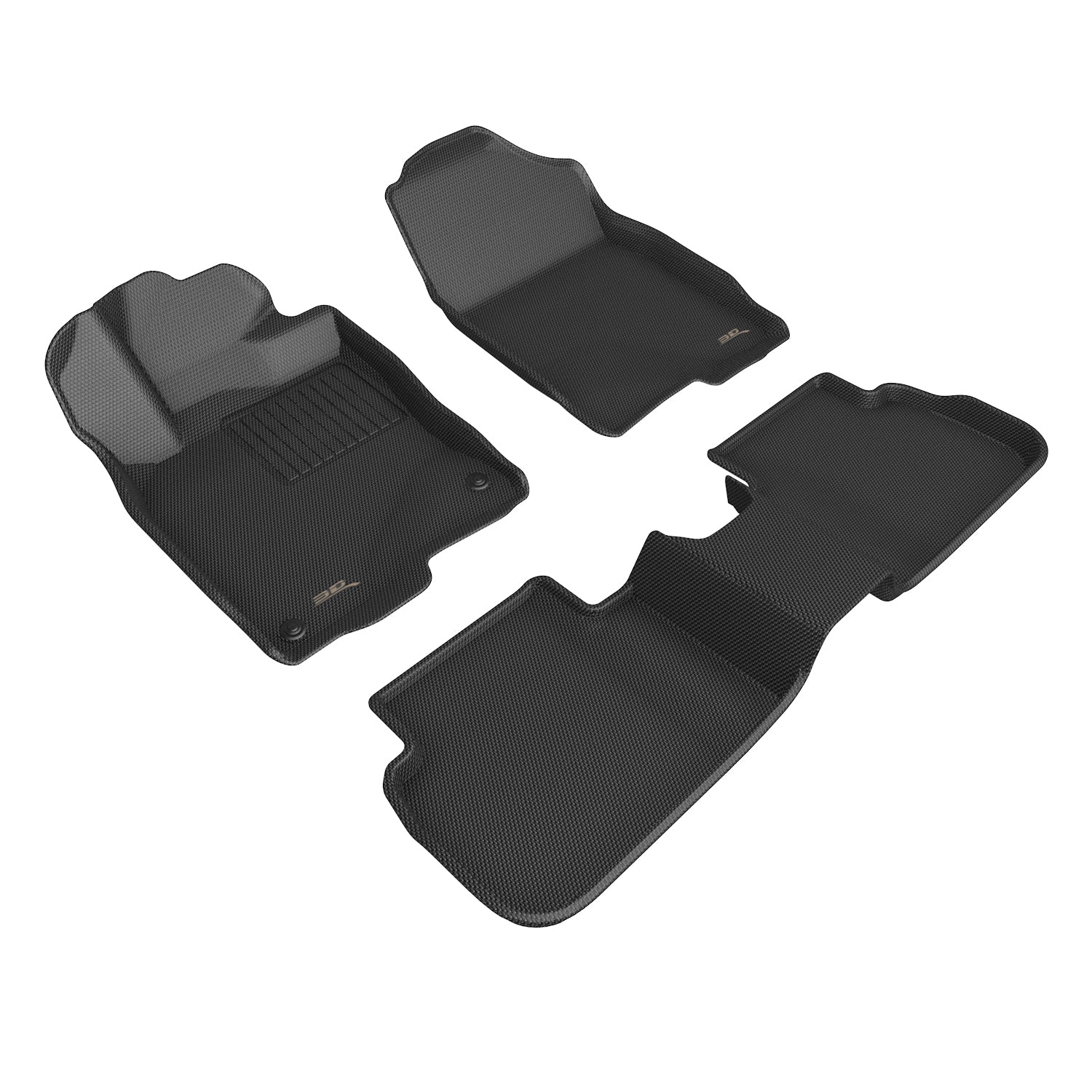 3D Maxpider 2022-2024 Honda Civic 1st Row 2nd Row With Rear Usb Port Floor Mat Kagu Carbon Fiber Embossed Pattern Black L1HD11901509