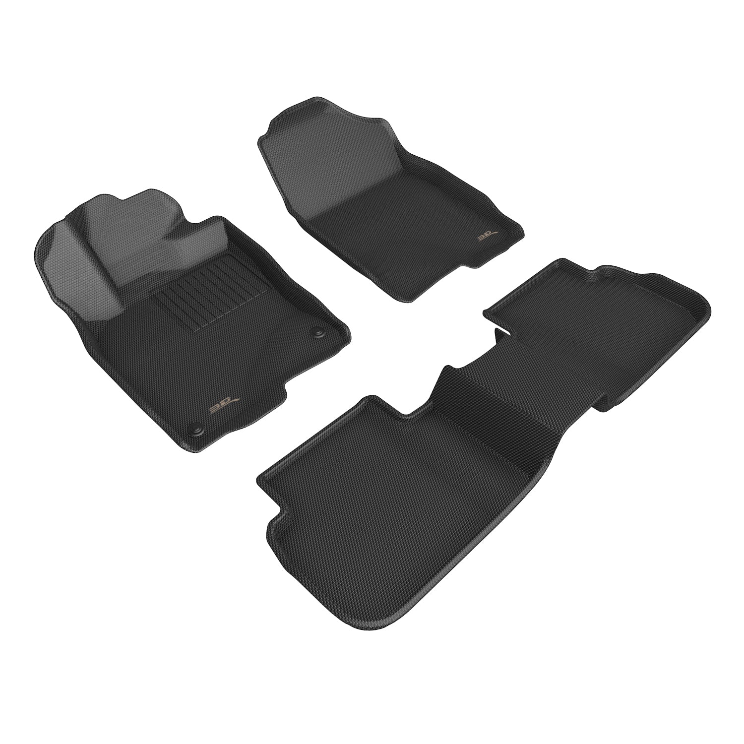 3D Maxpider 2022-2024 Honda Civic 1st Row 2nd Row No Rear Usb Port Floor Mat Kagu Carbon Fiber Embossed Pattern Black L1HD12001509