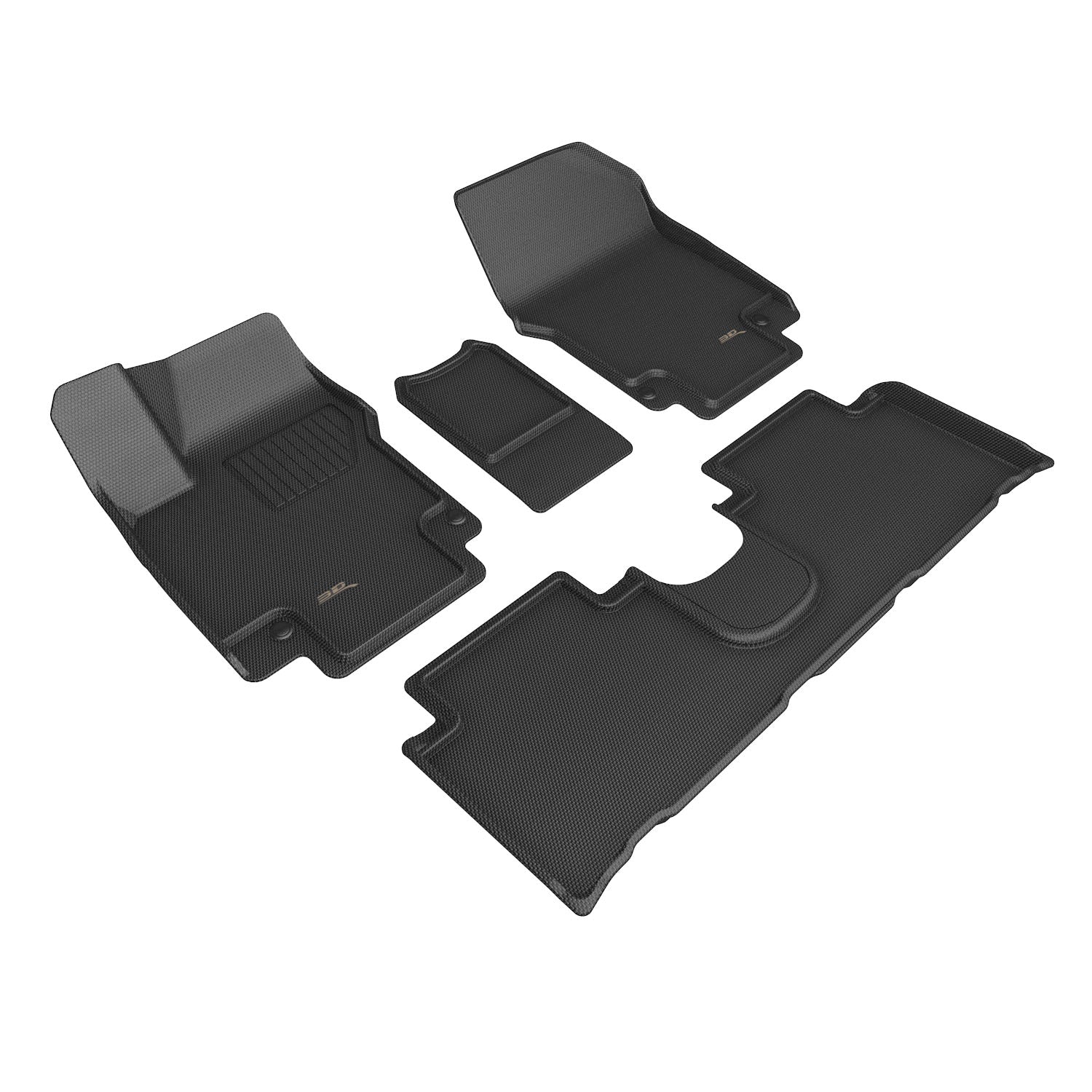 3D Maxpider 2022-2024 Hyundai Ioniq 5 Limited Kagu 1St Row 2Nd Row Floor Mat Carbon Fiber Embossed Pattern Black L1HY12301509