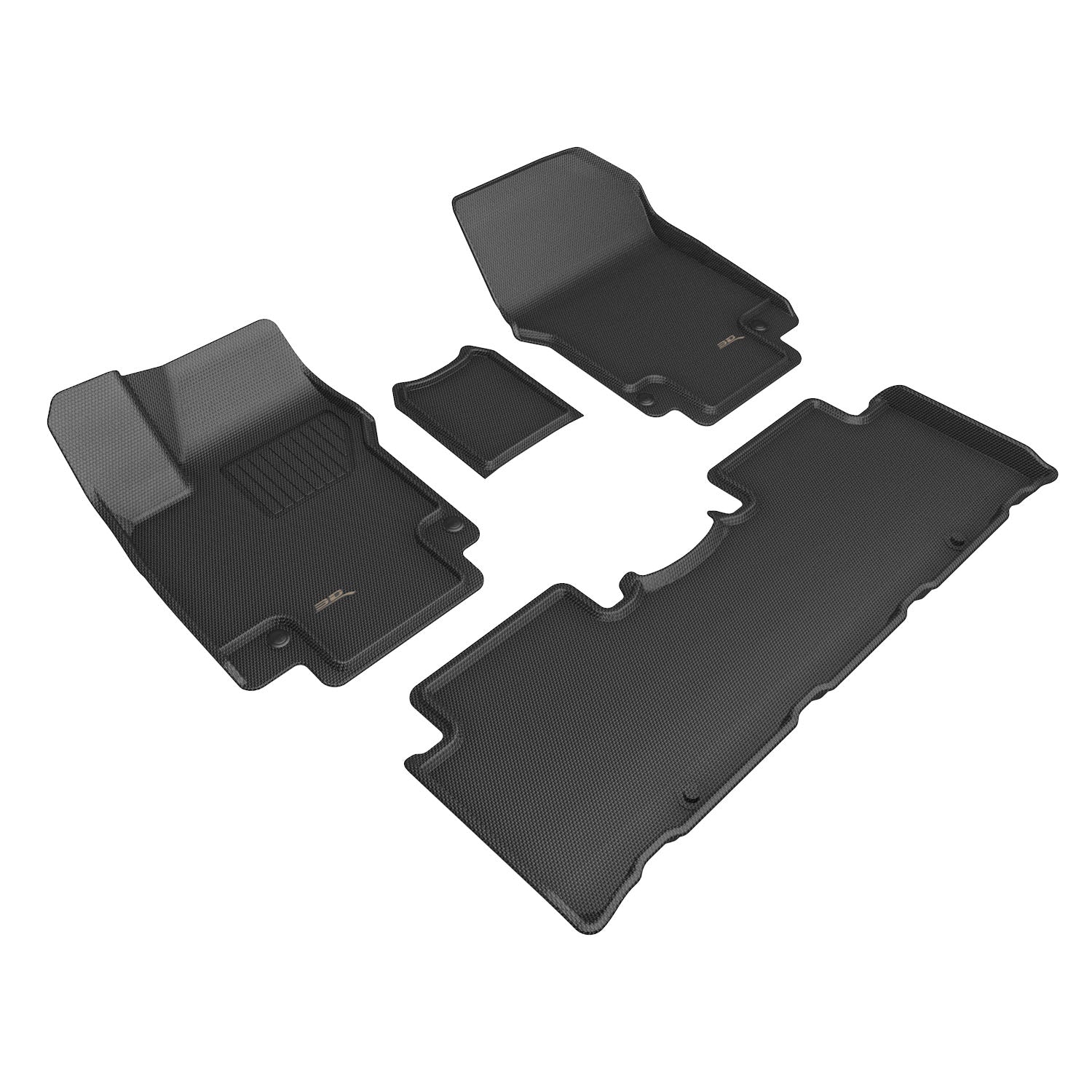 3D Maxpider 2022-2024 Hyundai Ioniq 5 Custom Fit Kagu 1st & 2nd Row Carbon Fiber Embossed Pattern Floor Mat Black L1HY12501509