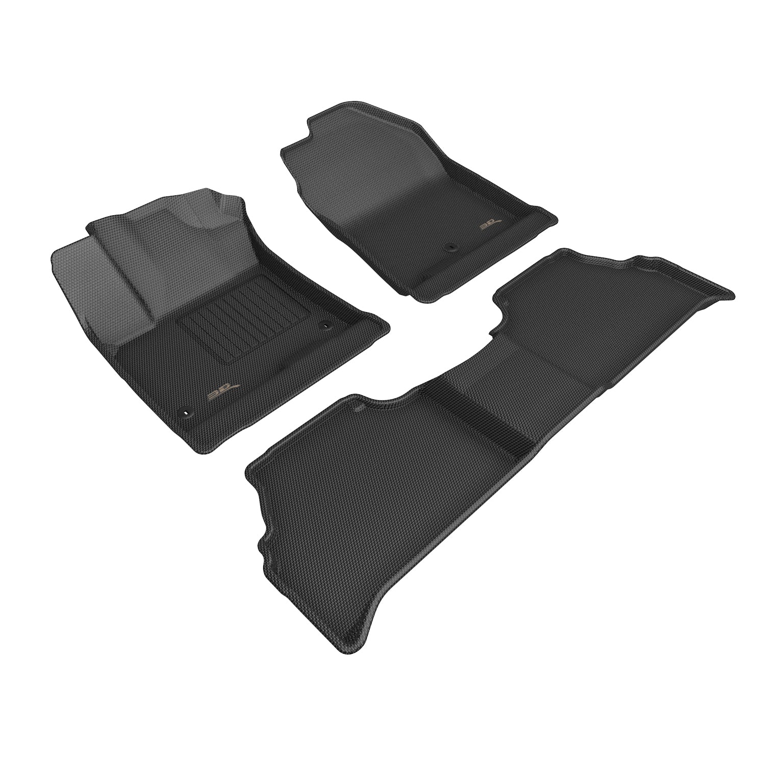 3D Maxpider 2021-2023 Hyundai Kona EV Kagu 1st 2nd Row Carbon Fiber Embossed Pattern Black Floor Mats L1HY13001509