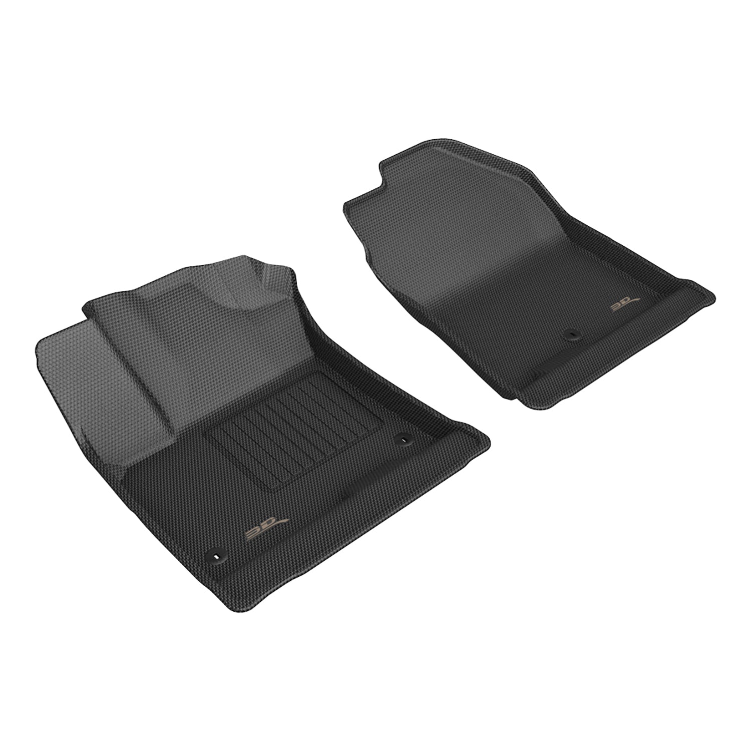 3D Maxpider 2021-2023 Hyundai Kona EV Kagu 1st Row Carbon Fiber Embossed Pattern Black Floor Mats L1HY13011509